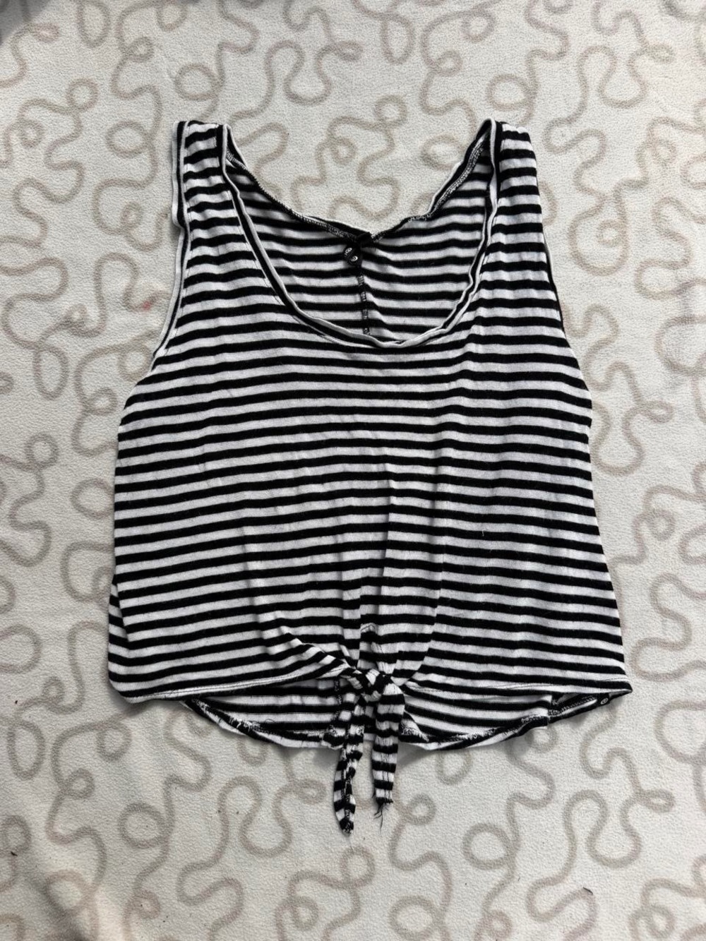 Rip Curl Black & White Striped Tie-Front Tank Top